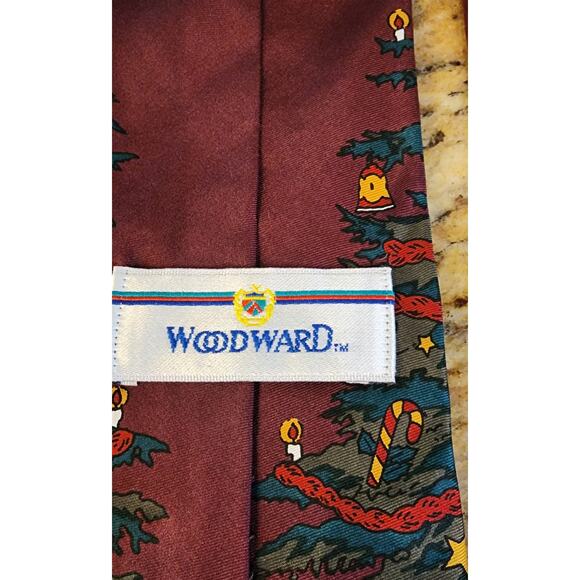 Woodward Christmas Necktie Children Decorating the Tree Singing Silk Made in USA - Picture 3 of 4